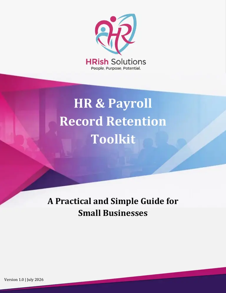 Cover of the HR & Payroll Record Retention Toolkit by HRish Solutions